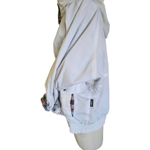 vintage IZZI 1985 Reversible Jacket‎ size Medium snap button rain hood plaid wht - Picture 8 of 16